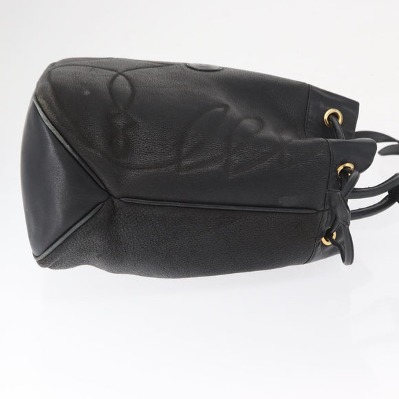 GUCCI Shoulder Bag Leather Black Gold Auth ep12642