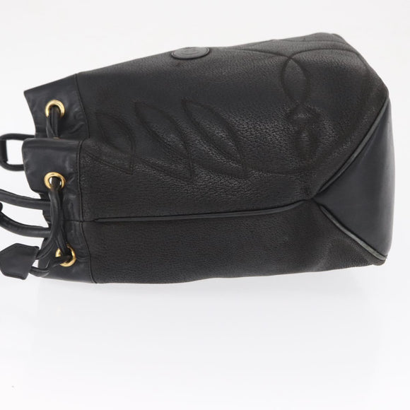 GUCCI Shoulder Bag Leather Black Gold Auth ep12642