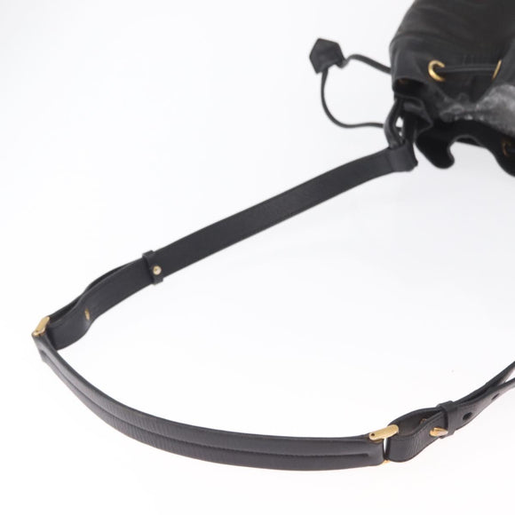GUCCI Shoulder Bag Leather Black Gold Auth ep12642