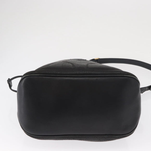 GUCCI Shoulder Bag Leather Black Gold Auth ep12642