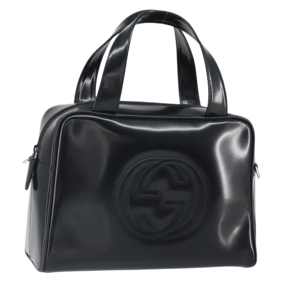 GUCCI Hand Bag Patent leather Black Silver 000 1274 0505 Auth ep12647