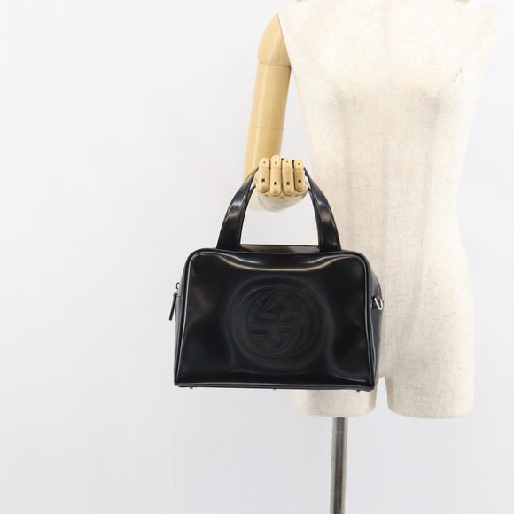GUCCI Hand Bag Patent leather Black Silver 000 1274 0505 Auth ep12647