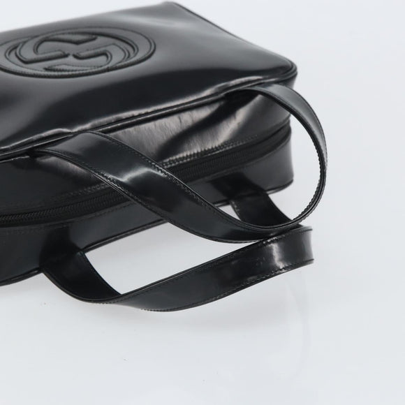 GUCCI Hand Bag Patent leather Black Silver 000 1274 0505 Auth ep12647