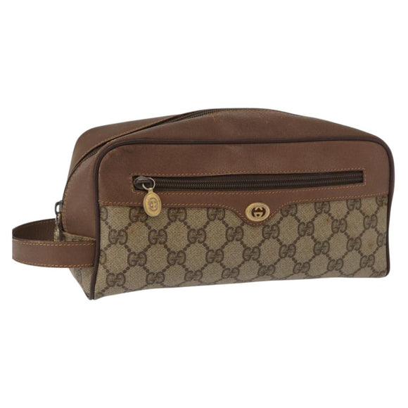 GUCCI GG Supreme Clutch Bag PVC Beige Gold 014 122 6087 Auth ep12649