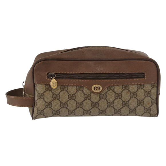 GUCCI GG Supreme Clutch Bag PVC Beige Gold 014 122 6087 Auth ep12649