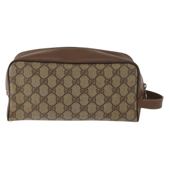GUCCI GG Supreme Clutch Bag PVC Beige Gold 014 122 6087 Auth ep12649