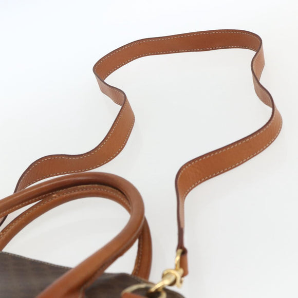 CELINE Macadam Canvas Hand Bag PVC Leather 2way Brown Gold Auth ep12650