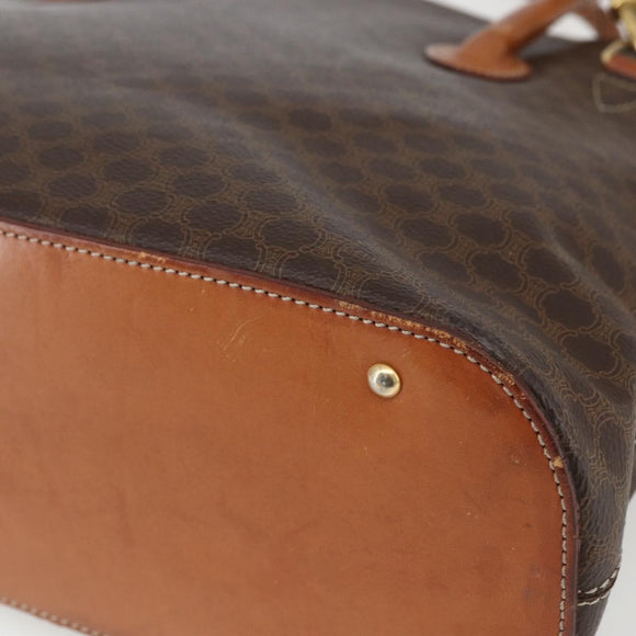 CELINE Macadam Canvas Hand Bag PVC Leather 2way Brown Gold Auth ep12650