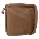 LOEWE Anagram Shoulder Bag Leather Brown Gold Auth ep12651-1