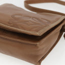 LOEWE Anagram Shoulder Bag Leather Brown Gold Auth ep12651-9