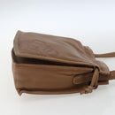 LOEWE Anagram Shoulder Bag Leather Brown Gold Auth ep12651-4