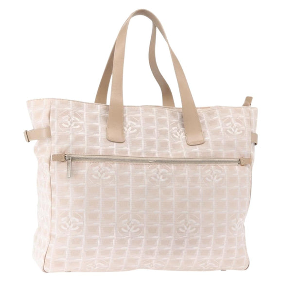 CHANEL New Travel Line Tote Bag Nylon Pink gold CC Auth ep12654