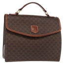 CELINE Macadam Canvas Hand Bag PVC Leather Brown Gold Auth ep12658-1