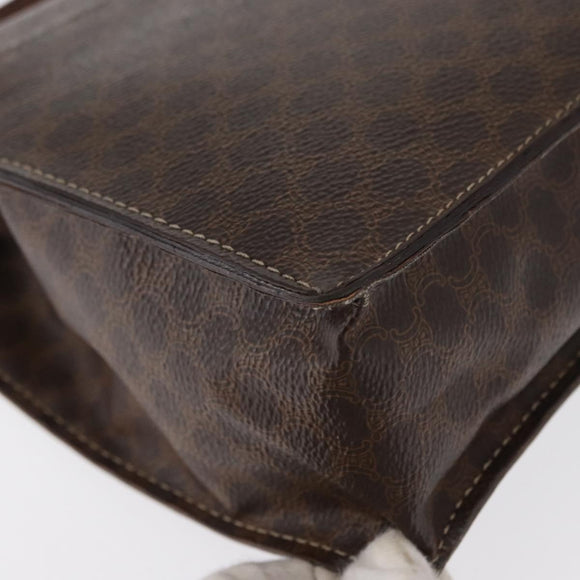 CELINE Macadam Canvas Hand Bag PVC Leather Brown Gold Auth ep12658