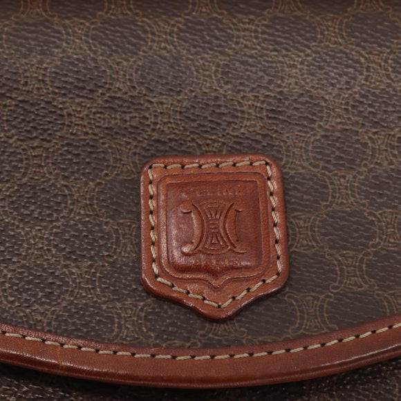 CELINE Macadam Canvas Hand Bag PVC Leather Brown Gold Auth ep12658
