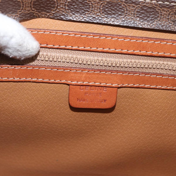 CELINE Macadam Canvas Hand Bag PVC Leather Brown Gold Auth ep12658