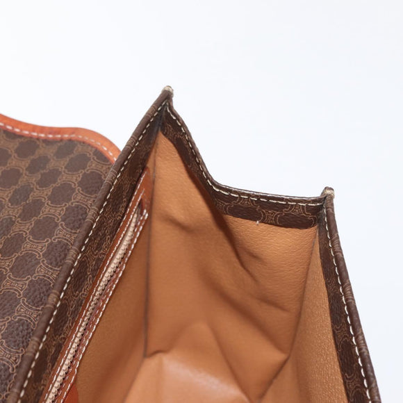 CELINE Macadam Canvas Hand Bag PVC Leather Brown Gold Auth ep12658