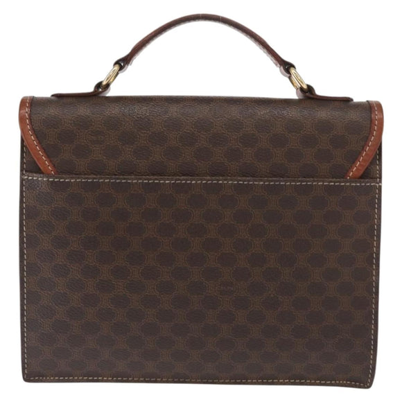 CELINE Macadam Canvas Hand Bag PVC Leather Brown Gold Auth ep12658