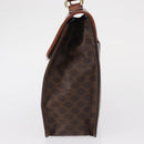 CELINE Macadam Canvas Hand Bag PVC Leather Brown Gold Auth ep12658-4
