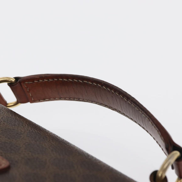 CELINE Macadam Canvas Hand Bag PVC Leather Brown Gold Auth ep12658