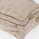 CHANEL New Travel Line Hand Bag Canvas Leather 2way Pink Gold CC Auth ep12659-17