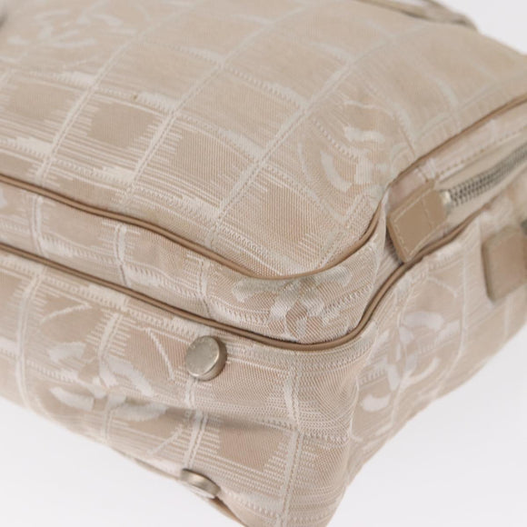 CHANEL New Travel Line Hand Bag Canvas Leather 2way Pink Gold CC Auth ep12659