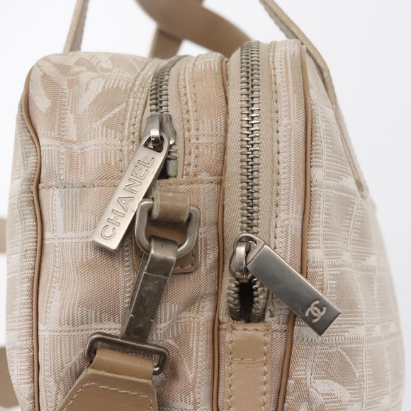 CHANEL New Travel Line Hand Bag Canvas Leather 2way Pink Gold CC Auth ep12659