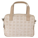 CHANEL New Travel Line Hand Bag Canvas Leather 2way Pink Gold CC Auth ep12659-13