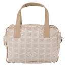 CHANEL New Travel Line Hand Bag Canvas Leather 2way Pink Gold CC Auth ep12659-2