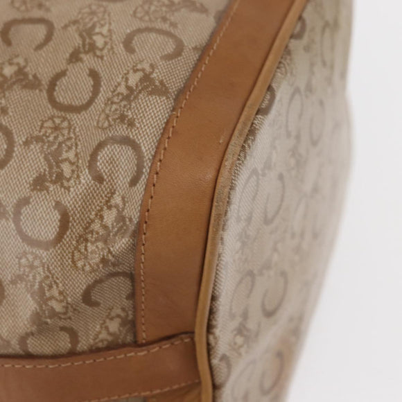 CELINE C Macadam Canvas Shoulder Bag PVC Beige Gold Auth ep12661