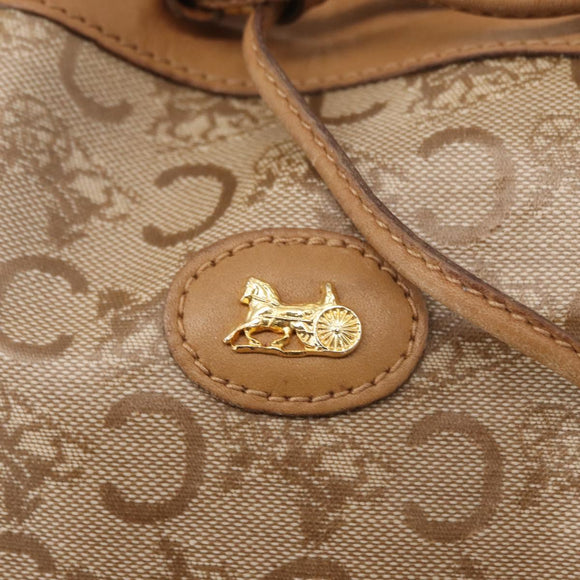 CELINE C Macadam Canvas Shoulder Bag PVC Beige Gold Auth ep12661