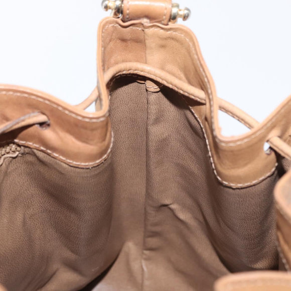 CELINE C Macadam Canvas Shoulder Bag PVC Beige Gold Auth ep12661