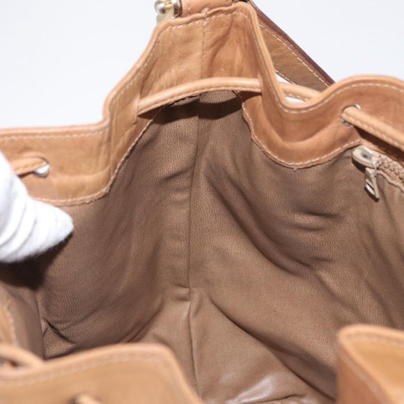 CELINE C Macadam Canvas Shoulder Bag PVC Beige Gold Auth ep12661