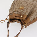 CELINE C Macadam Canvas Shoulder Bag PVC Beige Gold Auth ep12661-6