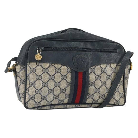 GUCCI GG Supreme Sherry Line Shoulder Bag PVC Navy Gold 001 56 0860 Auth ep12680
