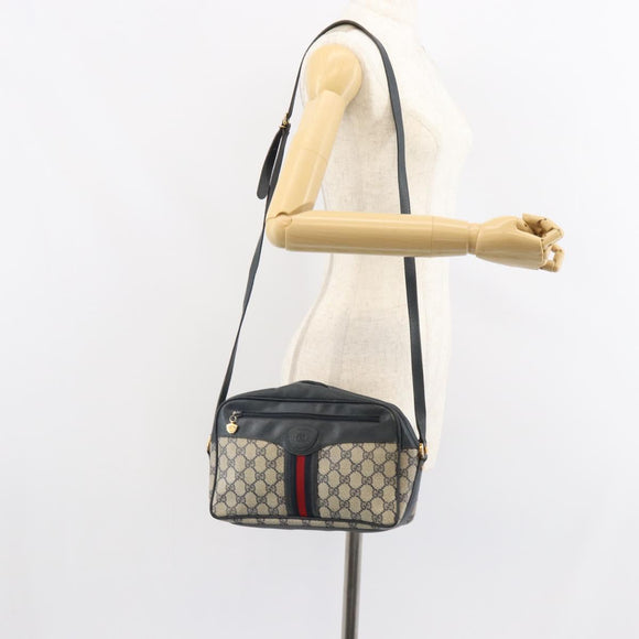 GUCCI GG Supreme Sherry Line Shoulder Bag PVC Navy Gold 001 56 0860 Auth ep12680