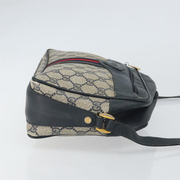 GUCCI GG Supreme Sherry Line Shoulder Bag PVC Navy Gold 001 56 0860 Auth ep12680