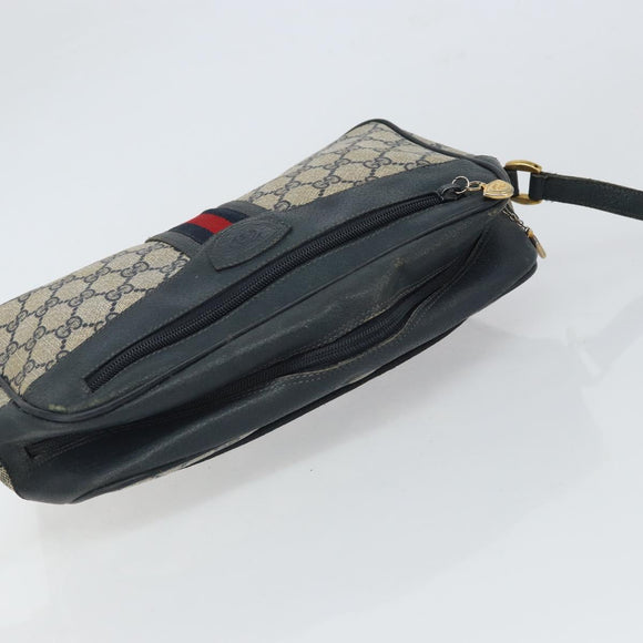 GUCCI GG Supreme Sherry Line Shoulder Bag PVC Navy Gold 001 56 0860 Auth ep12680