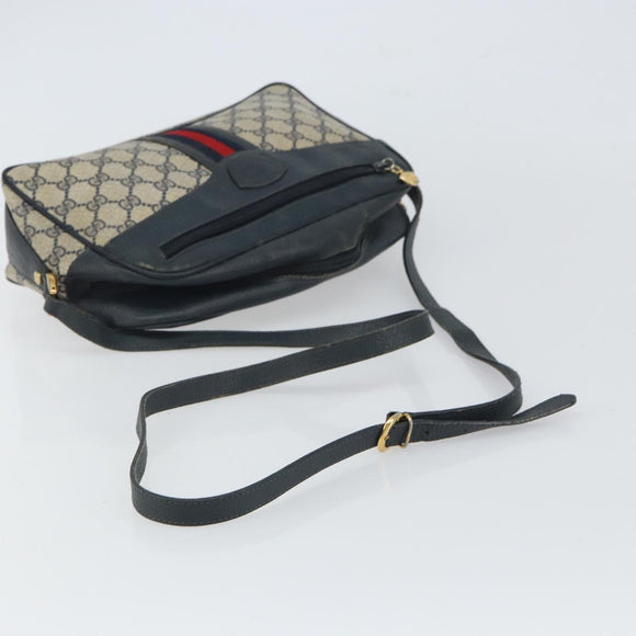 GUCCI GG Supreme Sherry Line Shoulder Bag PVC Navy Gold 001 56 0860 Auth ep12680