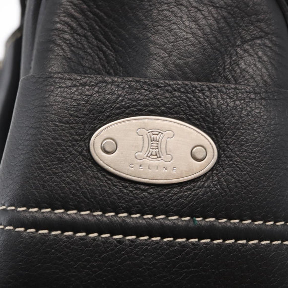 CELINE Boogie Hand Bag Leather Black Silver Auth ep12681
