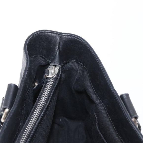 CELINE Boogie Hand Bag Leather Black Silver Auth ep12681