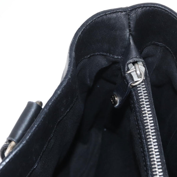 CELINE Boogie Hand Bag Leather Black Silver Auth ep12681