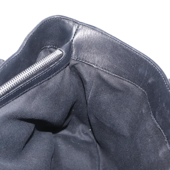 CELINE Boogie Hand Bag Leather Black Silver Auth ep12681