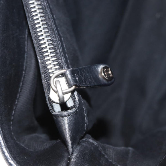 CELINE Boogie Hand Bag Leather Black Silver Auth ep12681