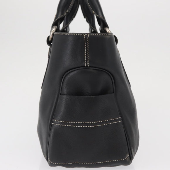 CELINE Boogie Hand Bag Leather Black Silver Auth ep12681