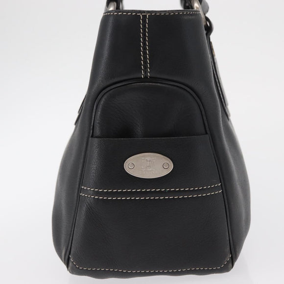 CELINE Boogie Hand Bag Leather Black Silver Auth ep12681