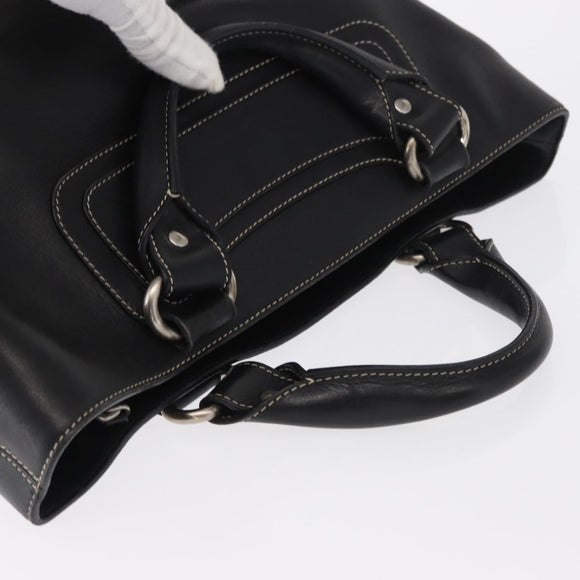 CELINE Boogie Hand Bag Leather Black Silver Auth ep12681