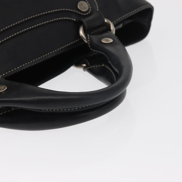 CELINE Boogie Hand Bag Leather Black Silver Auth ep12681
