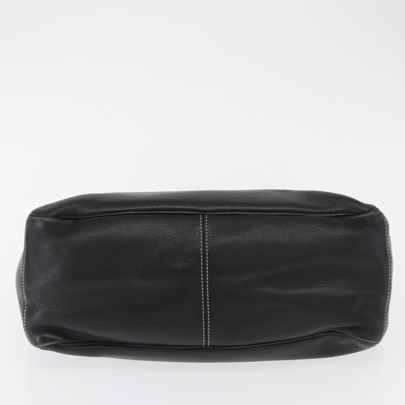 CELINE Boogie Hand Bag Leather Black Silver Auth ep12681
