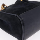 GUCCI Bamboo Hand Bag Suede 2way Navy Gold 007 1793 0238 Auth ep12682-12